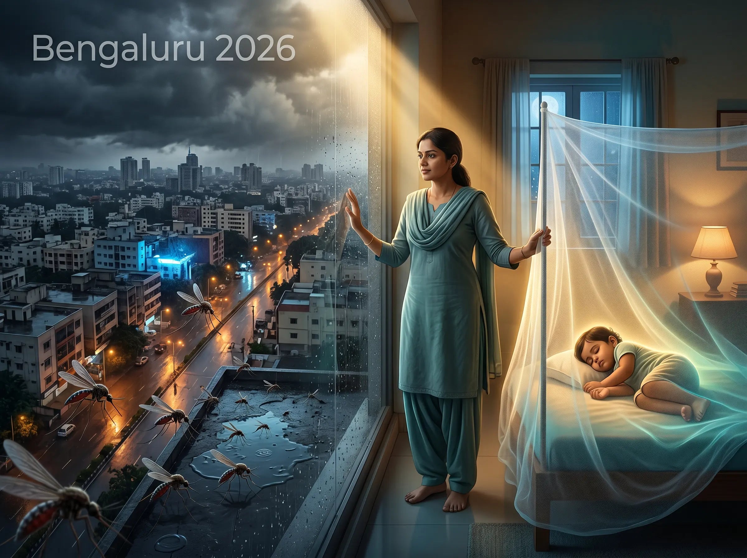 Bengaluru mosquito crisis 2026 showing why mosquito nets protect homes and families from mosquitoes