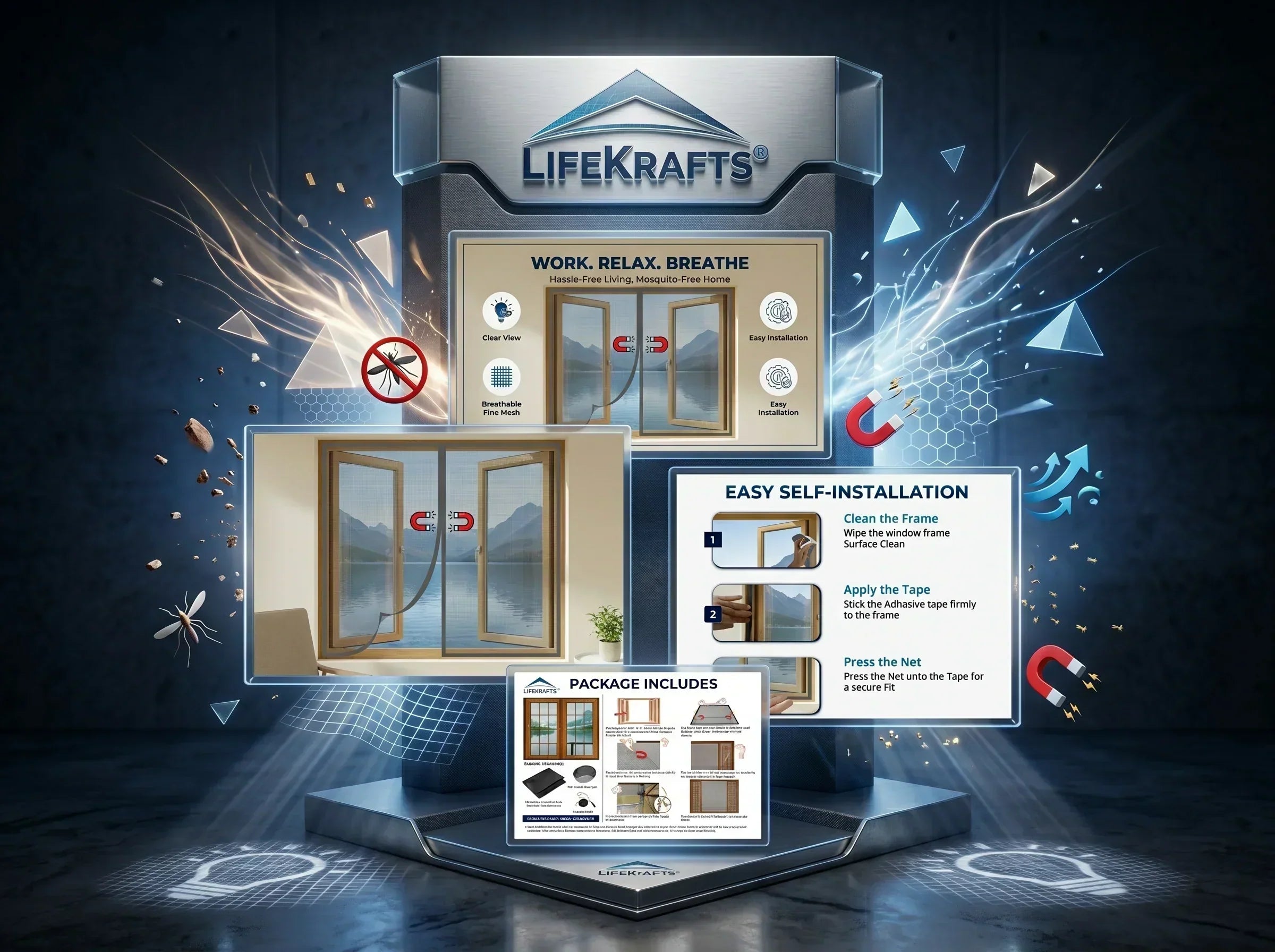 LifeKrafts Magnetic Mosquito Net for windows