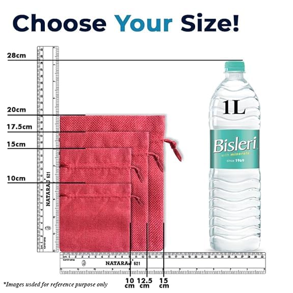 Jute Pouch Linen | Adjustable Drawstring Bags | Dark Pink | LifeKrafts Jute pouches LifeKrafts