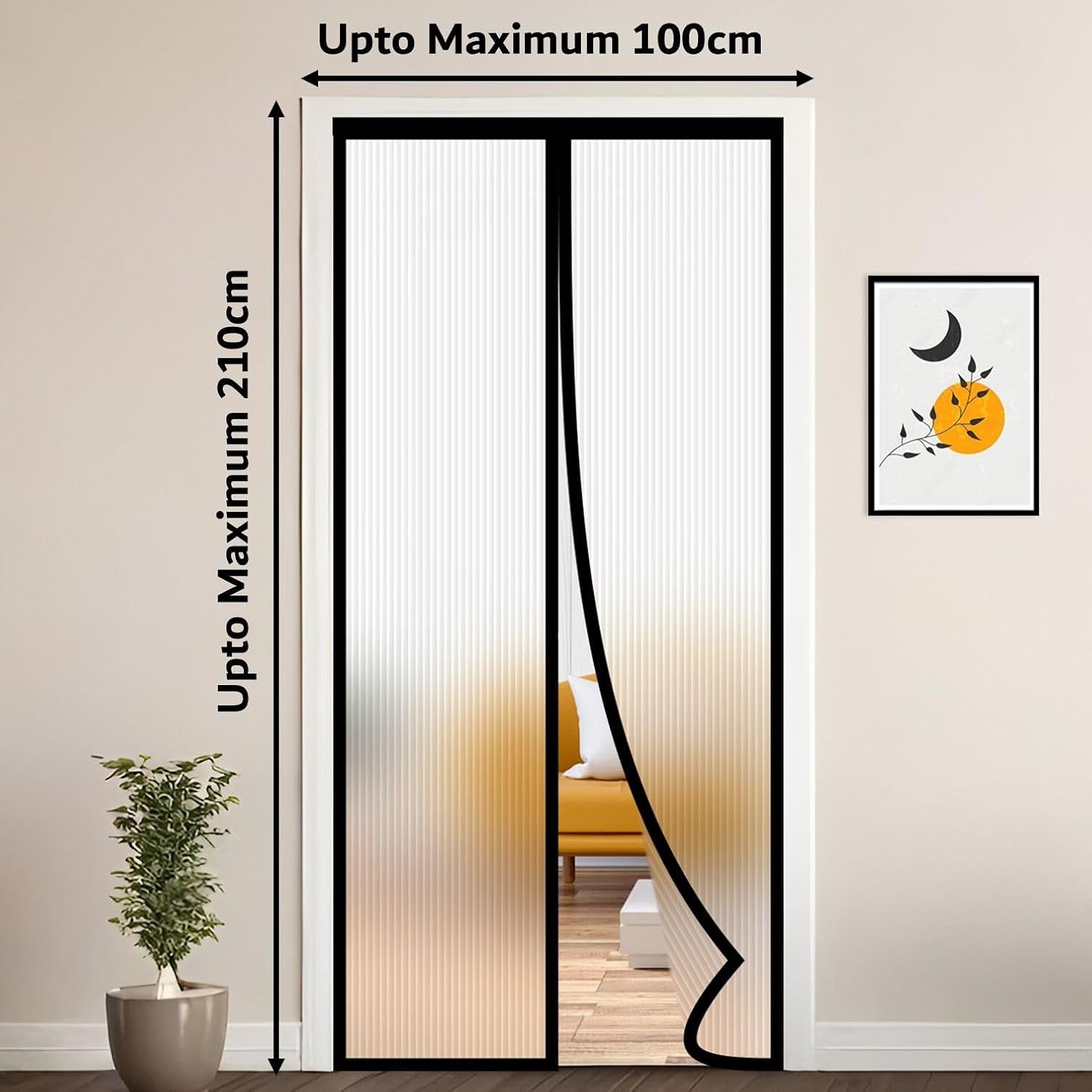 AC Curtain Customizable Clear Ribbed Magnetic Thermal Curtain For AC Room- Black
