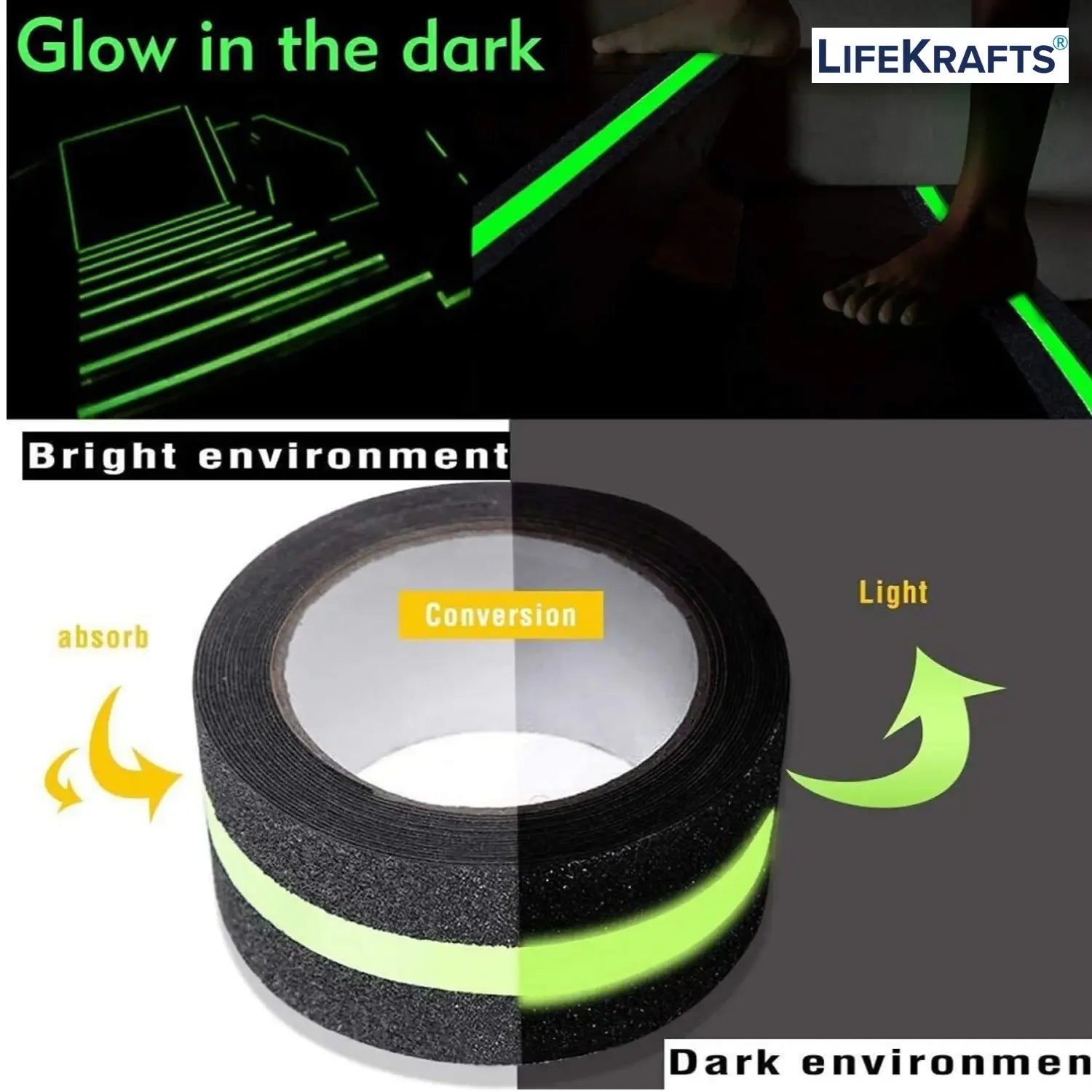 Anti-Skid Tape for Stairs Glow in the Dark Anti Skid Tape LifeKrafts