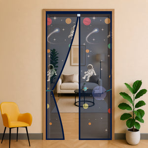 Mosquito Net for Door | Designer Polyester Net | Dark Blue Planet Theme | LifeKrafts