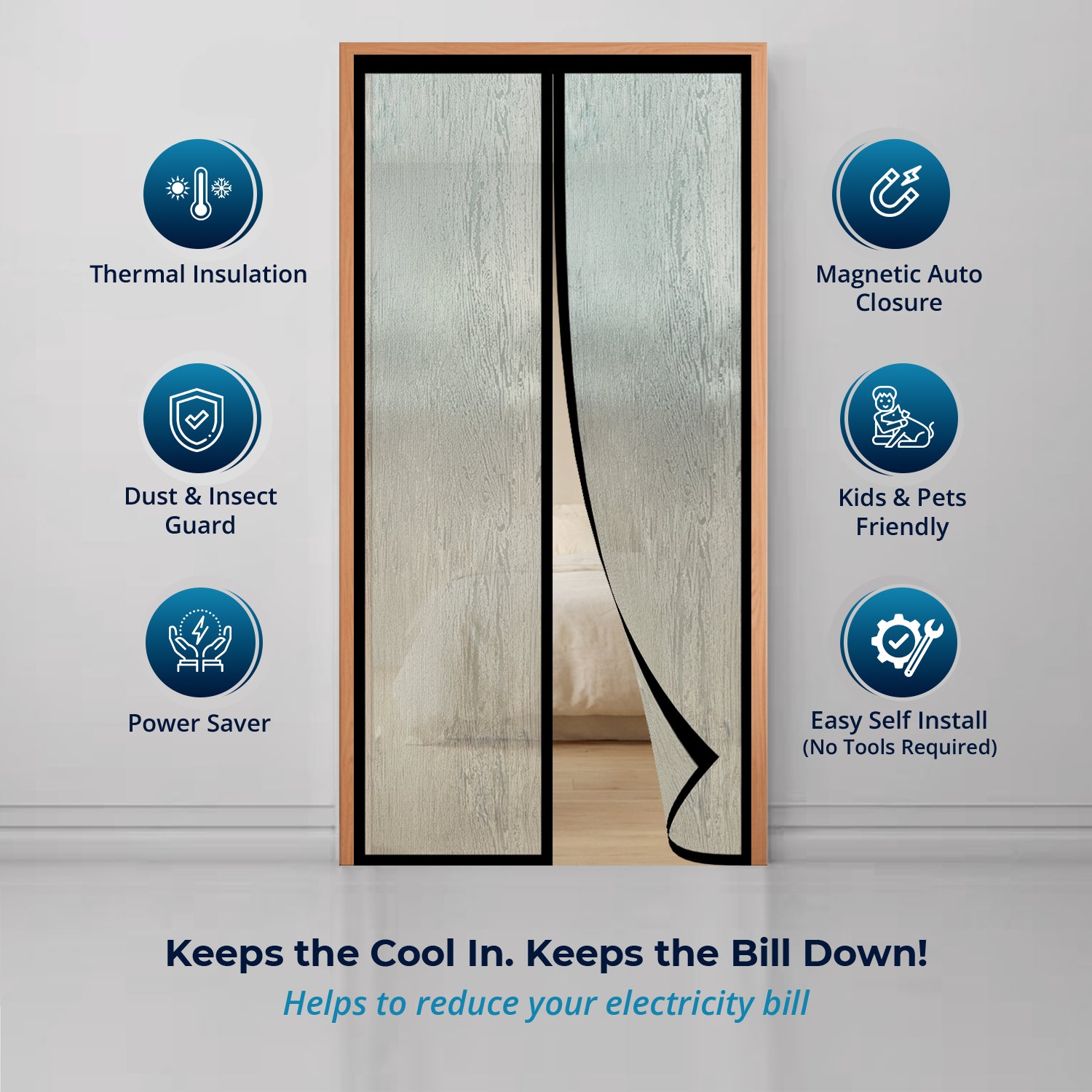 AC Curtain - Magnetic | Translucent Wood Grain Pattern | Black | LifeKrafts AC Curtain LifeKrafts