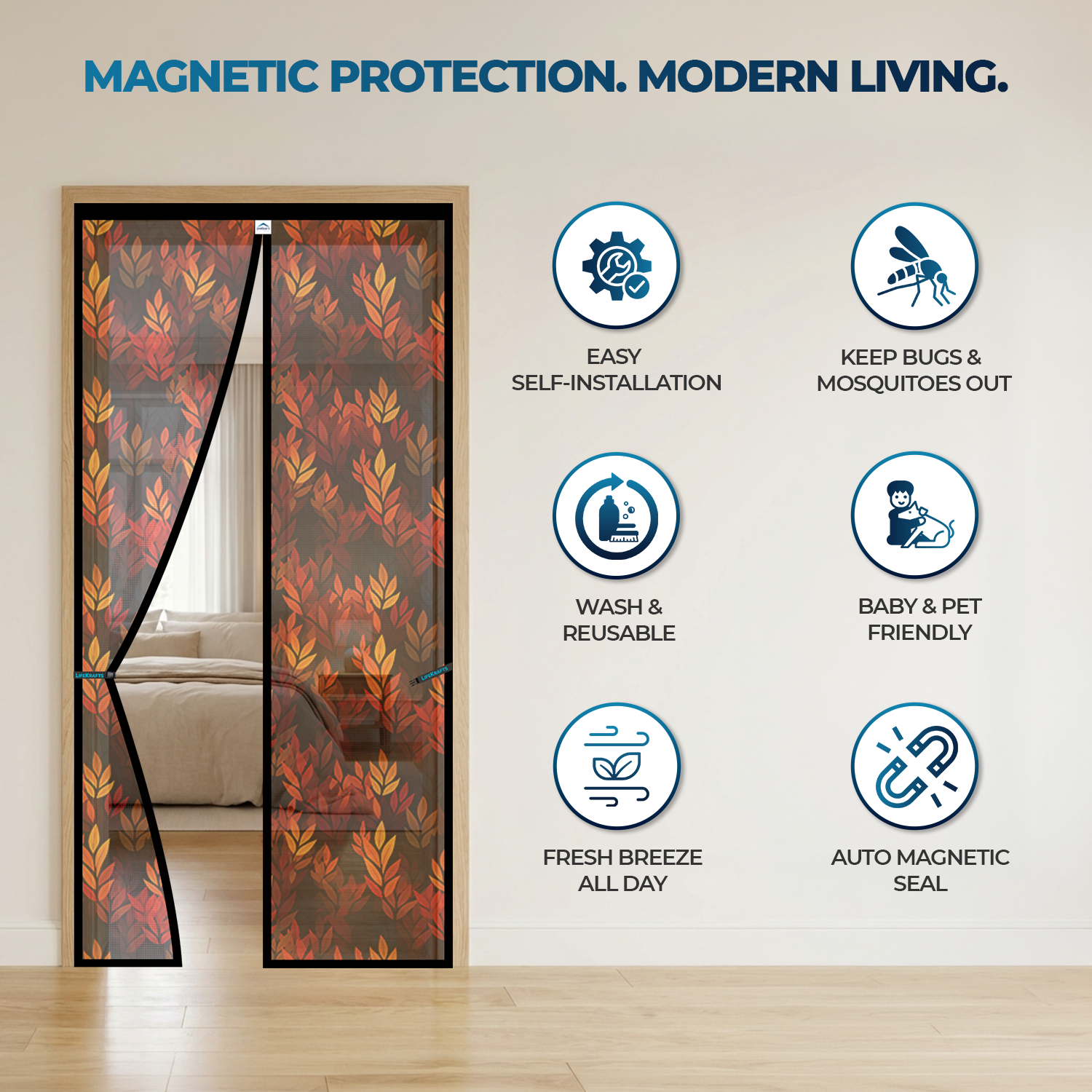 Polyester Door Mosquito Net – Autumn Design Door net LifeKrafts