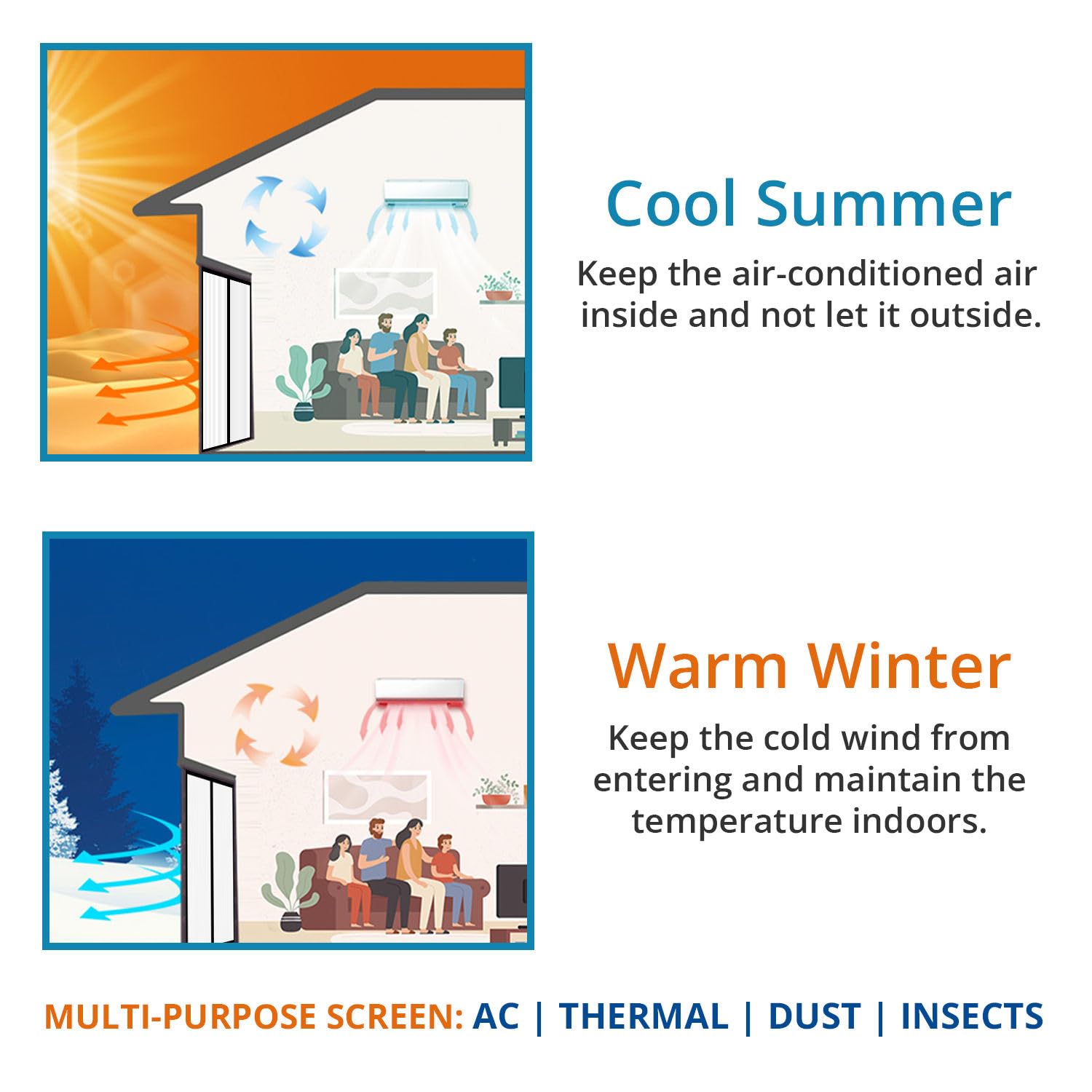 AC Curtain - Magnetic | Bubble Translucent Insulated Thermal | Black | LifeKrafts AC Curtain LifeKrafts