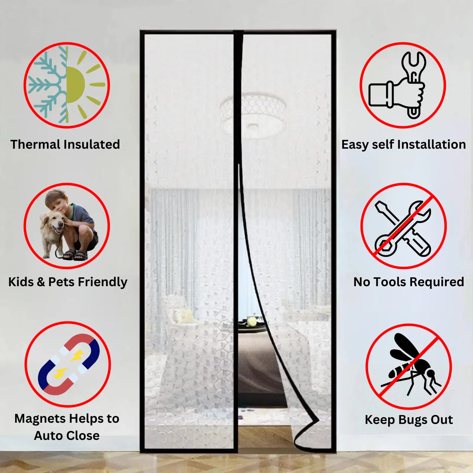 Lifekrafts Customizable Bubble Translucent Insulated Thermal Magnetic Door Curtain, For Air Conditioner Room, Size (Maximum Upto 100Cms Width X 210Cms Height), Black LifeKrafts