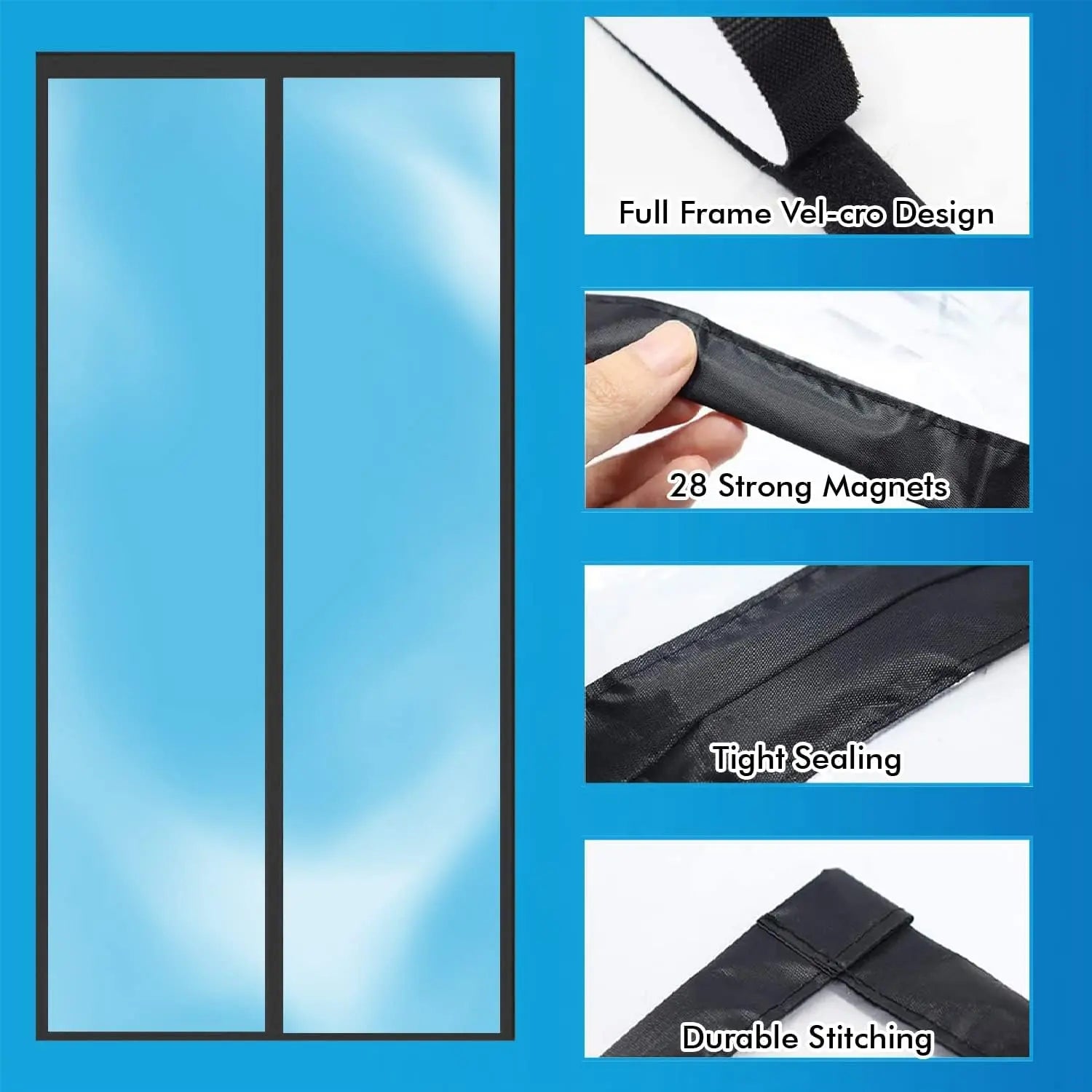 Transparent Insulated Thermal Magnetic Door Curtain for AC Room- Black (Standard Sizes) Door net LifeKrafts