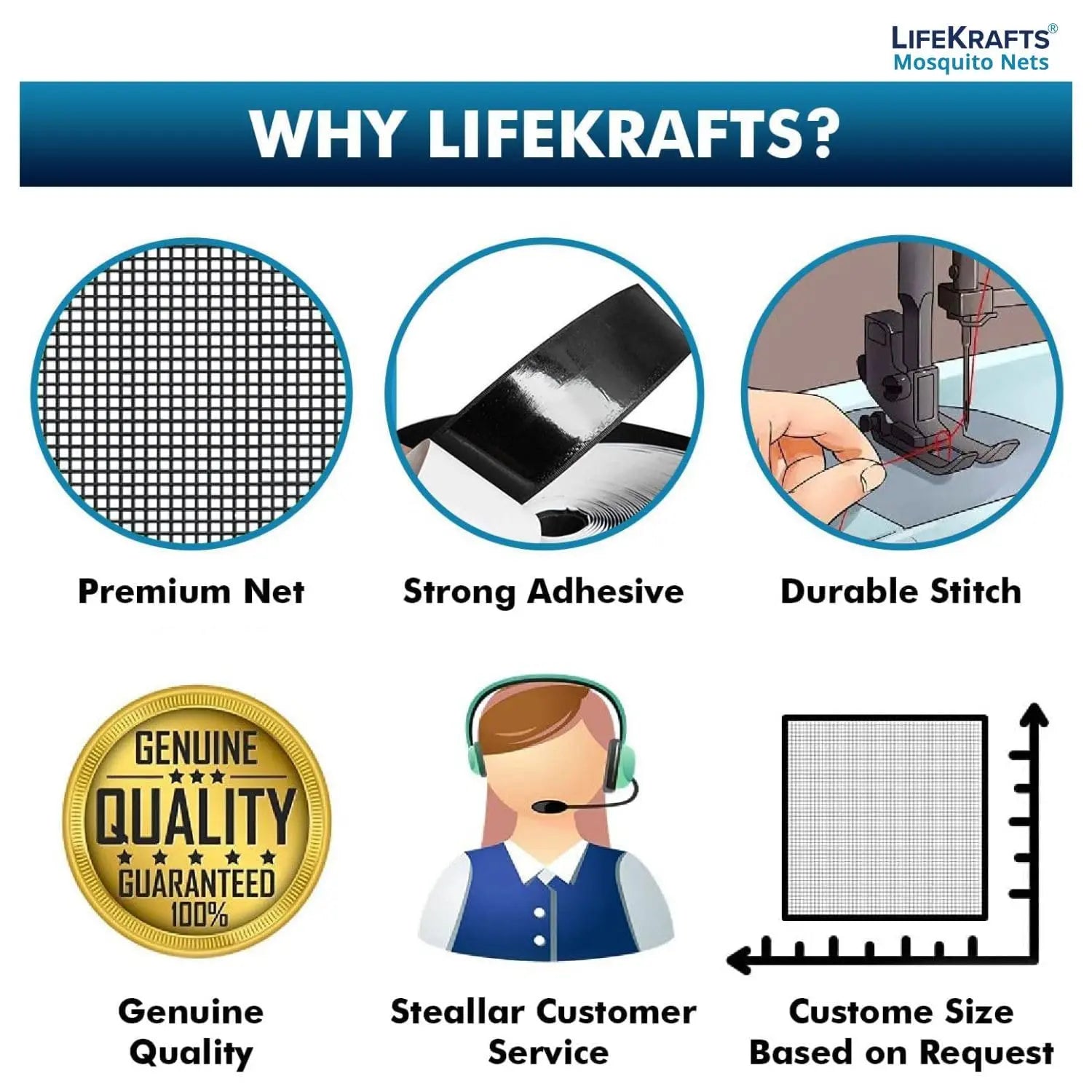 Fiberglass Stitched Window Mosquito Net Curtain, Pre-Stitched to Net - Beige LifeKrafts