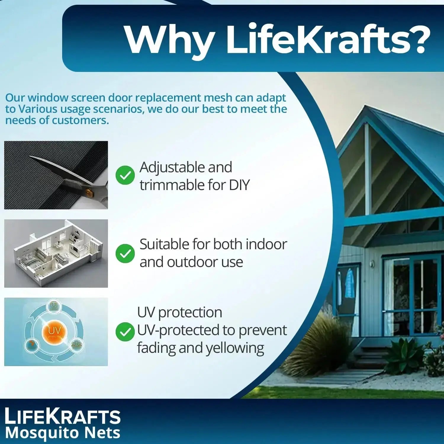 Fiberglass Windows Mosquito Mesh Roll 120 GSM Highly Durable and Best in Class (Grey color) LifeKrafts