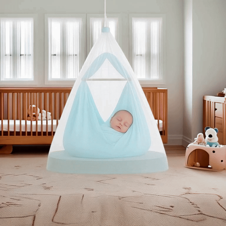 Baby Mosquito Net - Foldable Swing/Jhula Net - (160cm H x 100cm W) - White with Green Border LifeKrafts