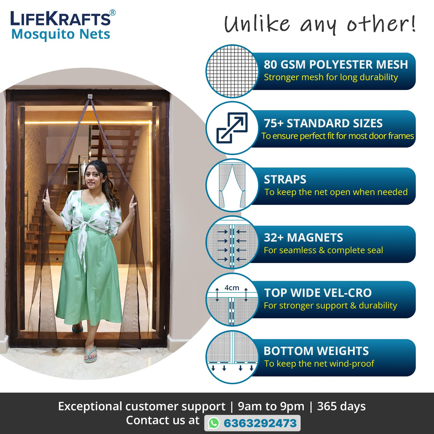 Polyester Magnetic Mosquito Net Curtain for Door - BEIGE