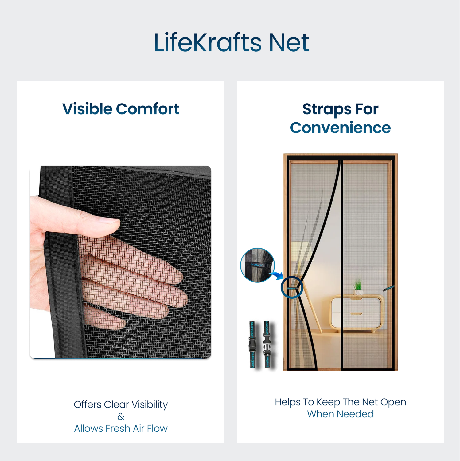 Polyester Magnetic Mosquito Net Curtain for Door - BLACK - LifeKrafts Mosquito Screen for Door LifeKrafts