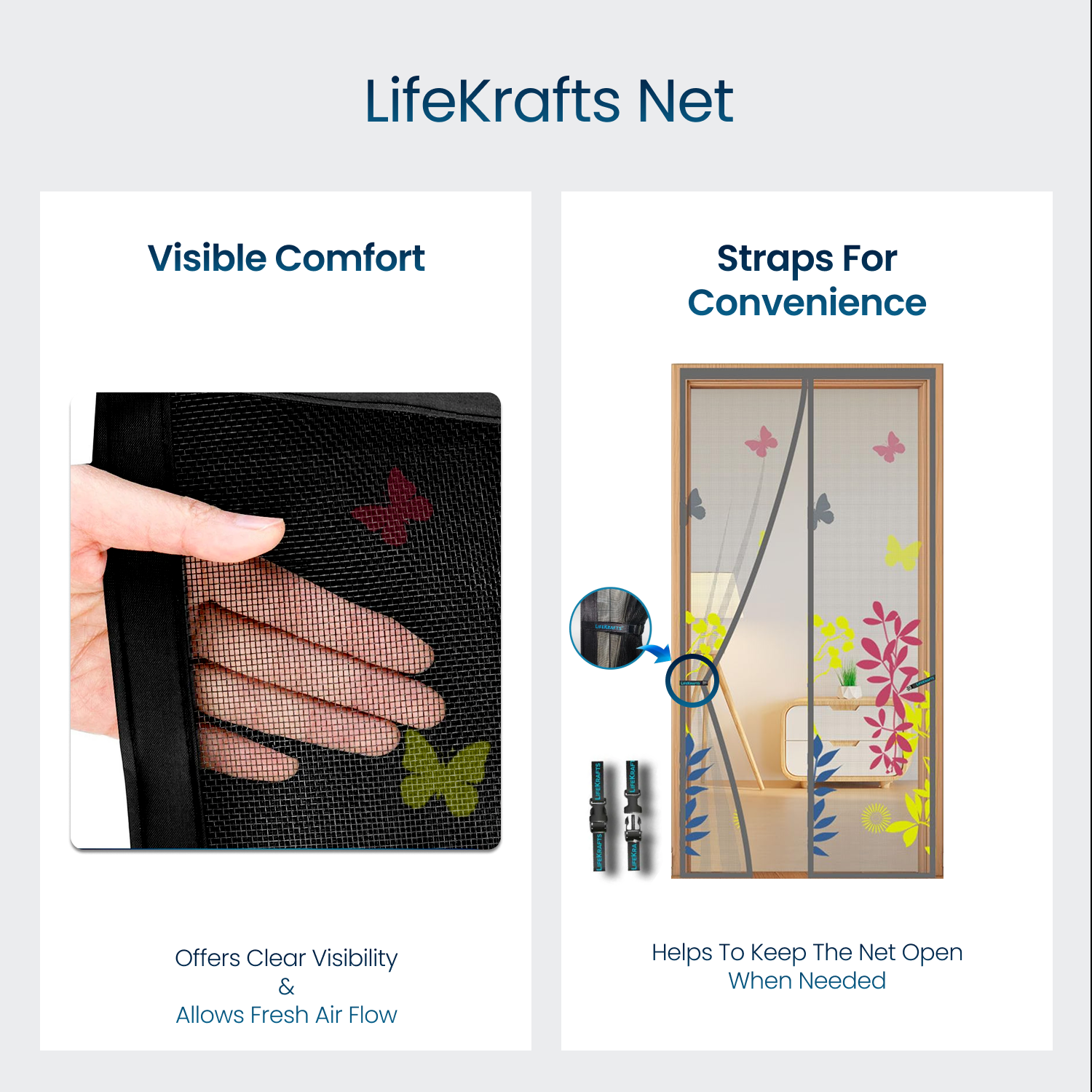 Floral Polyester magnetic Mosquito Net curtain for door Mosquito Screen for Door LifeKrafts