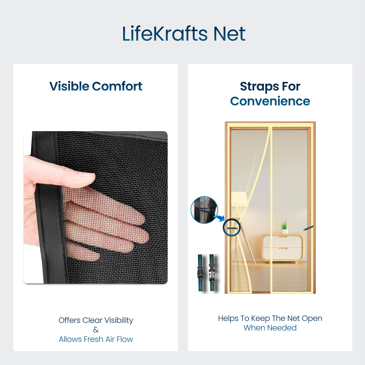 Polyester Magnetic Mosquito Net Curtain for Door - BEIGE Mosquito Screen for Door LifeKrafts
