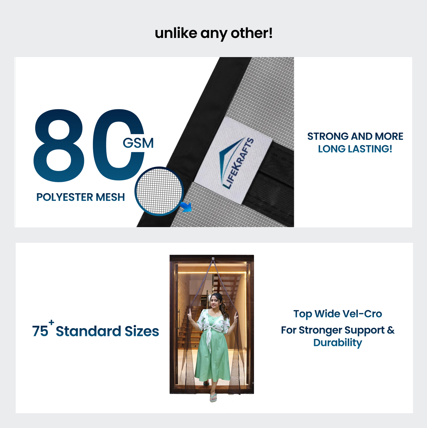 Polyester Magnetic Mosquito Net Curtain for Door - BLACK - LifeKrafts Mosquito Screen for Door LifeKrafts