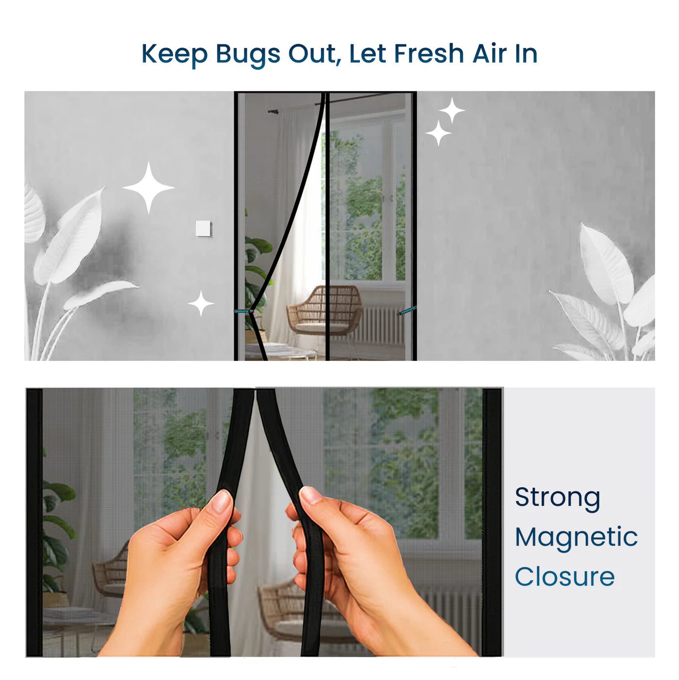 Magnetic Mosquito Net curtain for Door - GREY