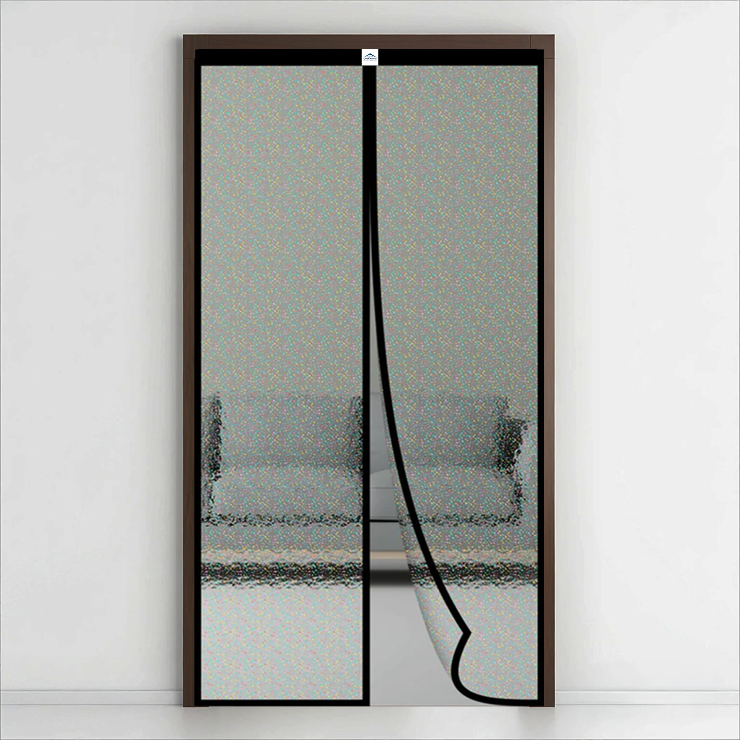 AC Curtain Customizable Clear Glitter Magnetic Thermal Curtain For AC Room- Black