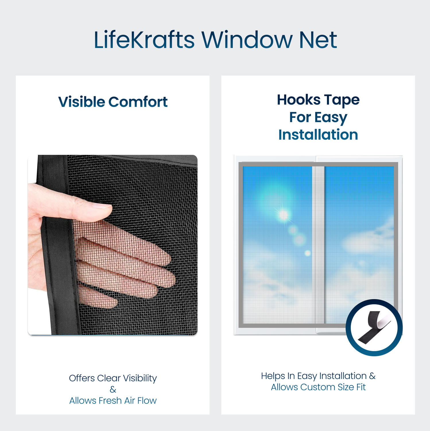 Polyester Window Mosquito Net (Pre-Stitched) | lifekrafts mosquito net for windows | GREY Mosquito Net Customize LifeKrafts
