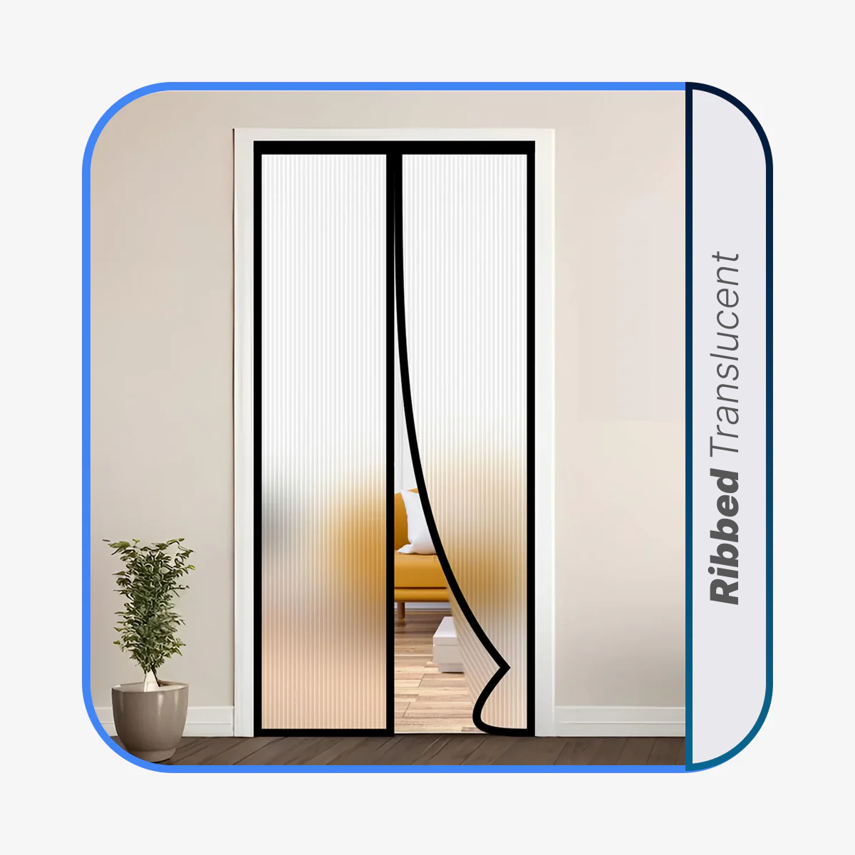 AC Curtain Customizable Clear Ribbed Magnetic Thermal Curtain For AC Room- Black