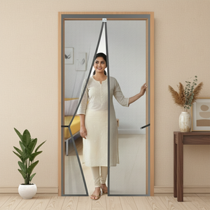 Polyester Magnetic Mosquito Net Curtain for Door - GREY