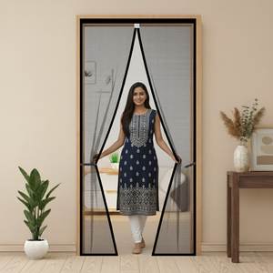 Polyester Magnetic Mosquito Net Curtain for Door - BLACK - LifeKrafts