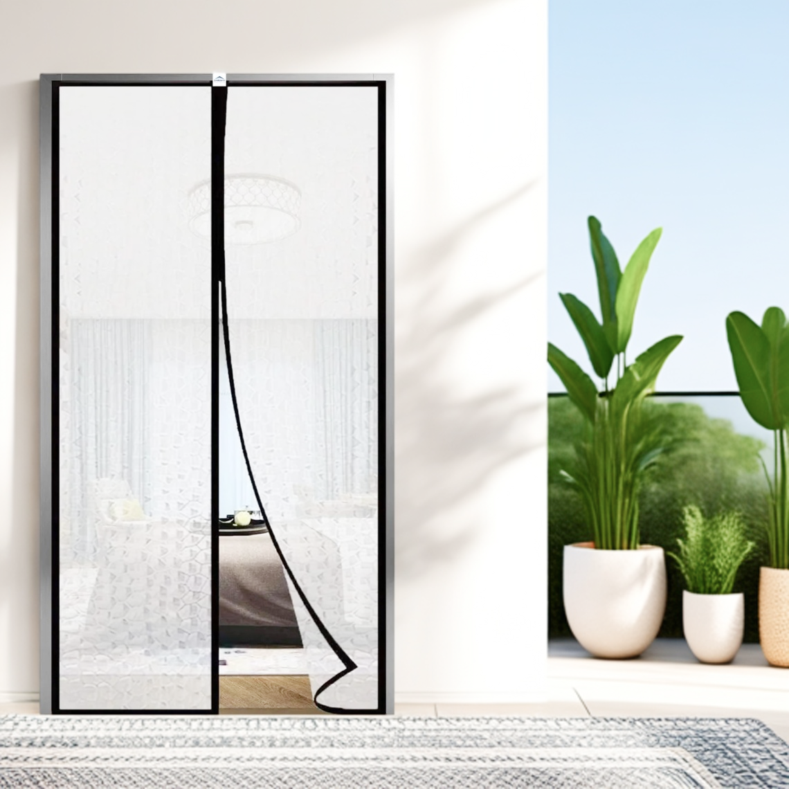 Customizable Bubble Translucent Insulated Thermal Magnetic Curtain For AC Room - Black Door net LifeKrafts