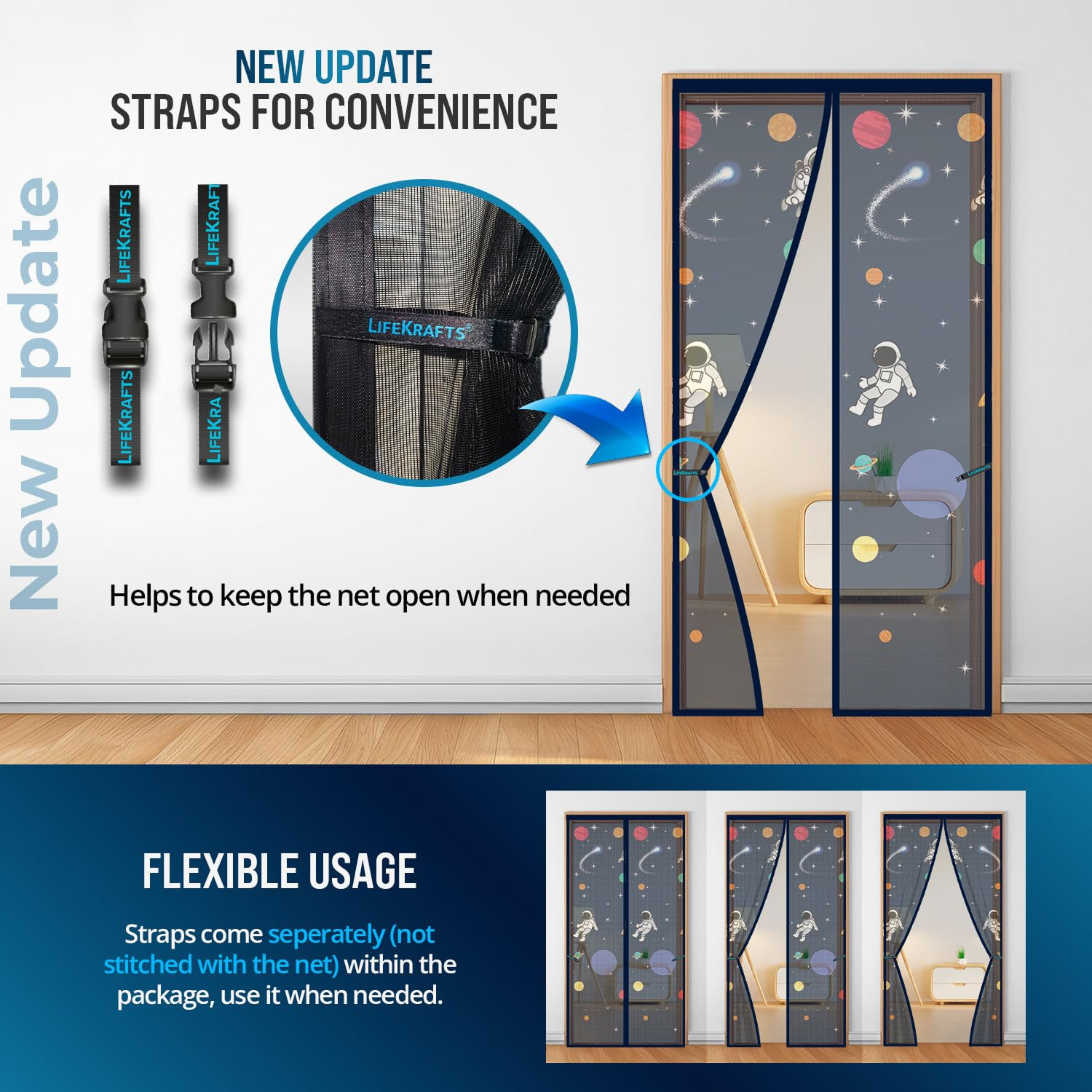 Astro Net - Polyester Door Mosquito Net with Magnets