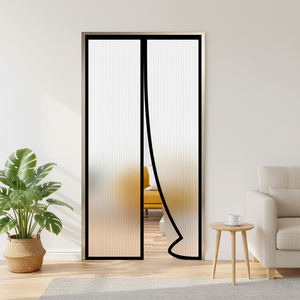 AC Curtain Customizable Clear Ribbed Magnetic Thermal Curtain For AC Room- Black
