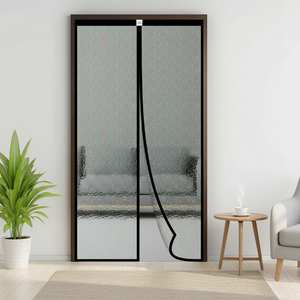 AC Curtain Customizable Clear Glitter Magnetic Thermal Curtain For AC Room- Black