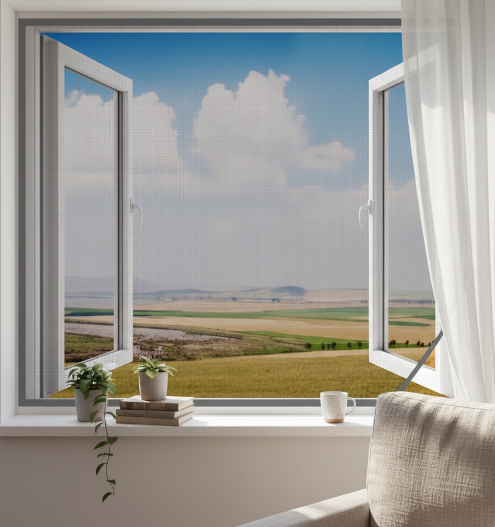 Polyester Window Mosquito Net (Pre-Stitched) | lifekrafts mosquito net for windows | GREY