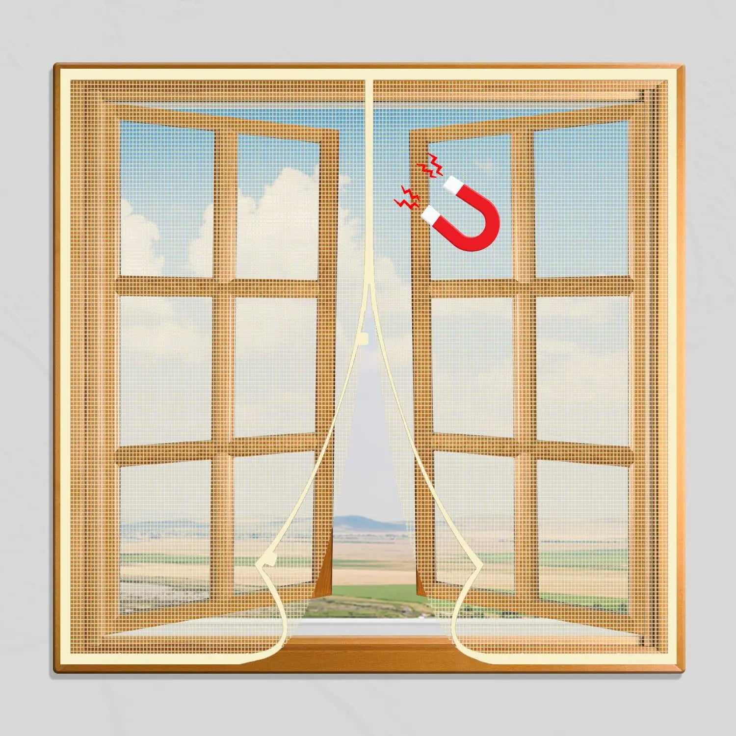 Magnetic Window Mosquito Net Curtain (Ultra Premium Edition) | lifekrafts mosquito net for windows |- Beige Mosquito net LifeKrafts