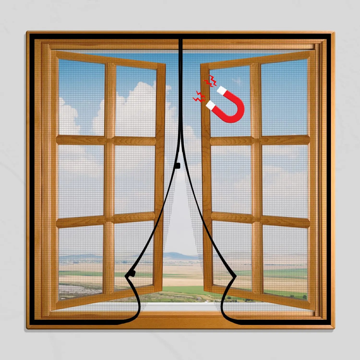 Magnetic Window Mosquito Net Curtain (Ultra Premium Edition) | lifekrafts mosquito net for windows |- Black Mosquito net LifeKrafts