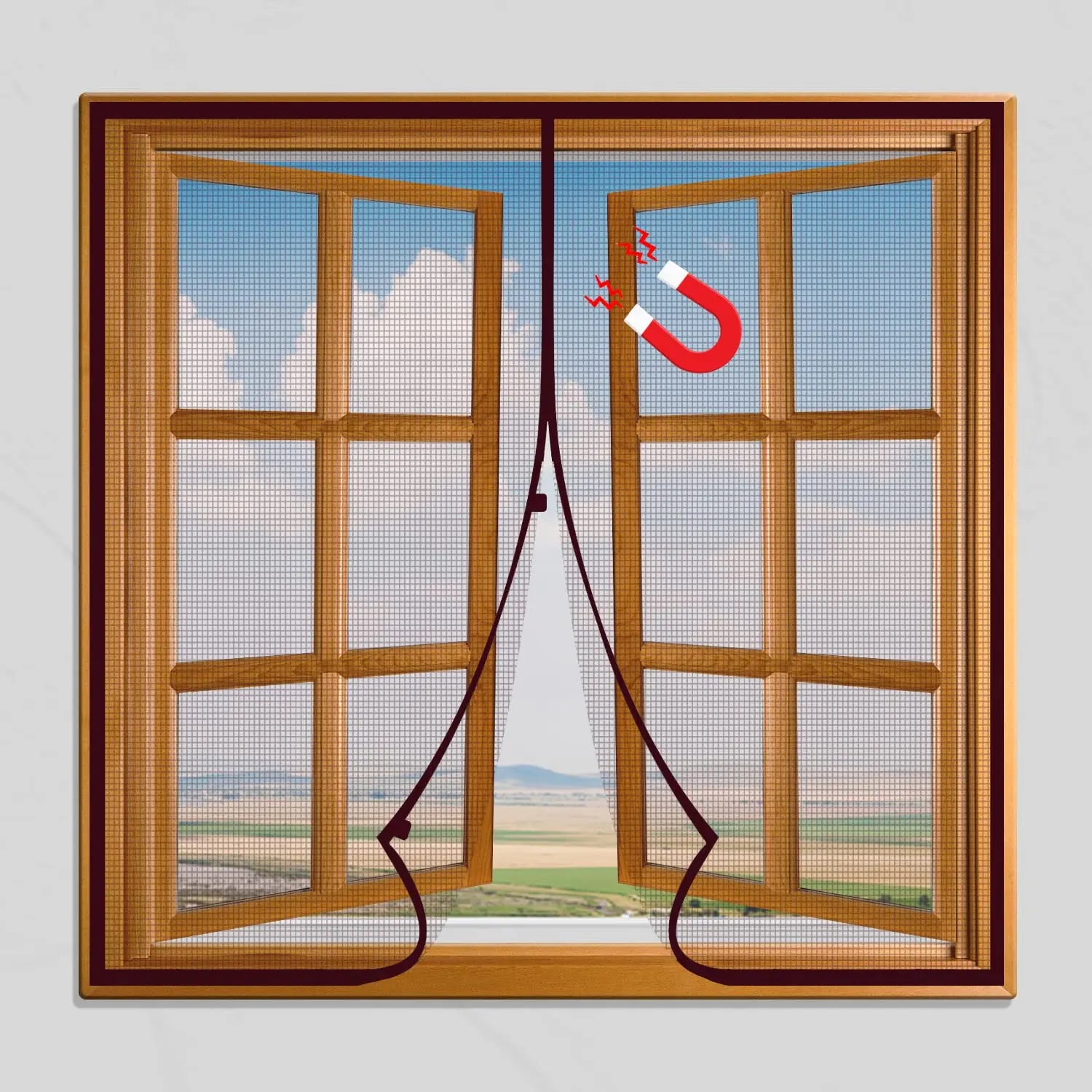 Magnetic Window Mosquito Net Curtain (Ultra Premium Edition) - Brown Mosquito net LifeKrafts