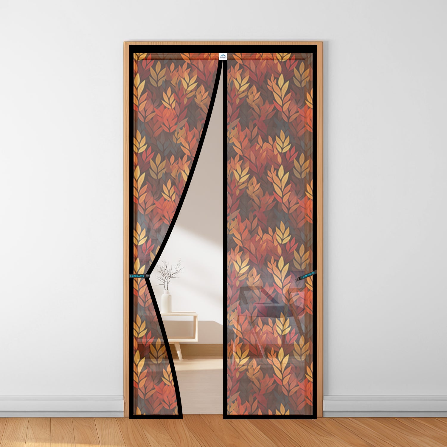 Red Leaf Net - Polyester Door Mosquito Net with Magnets