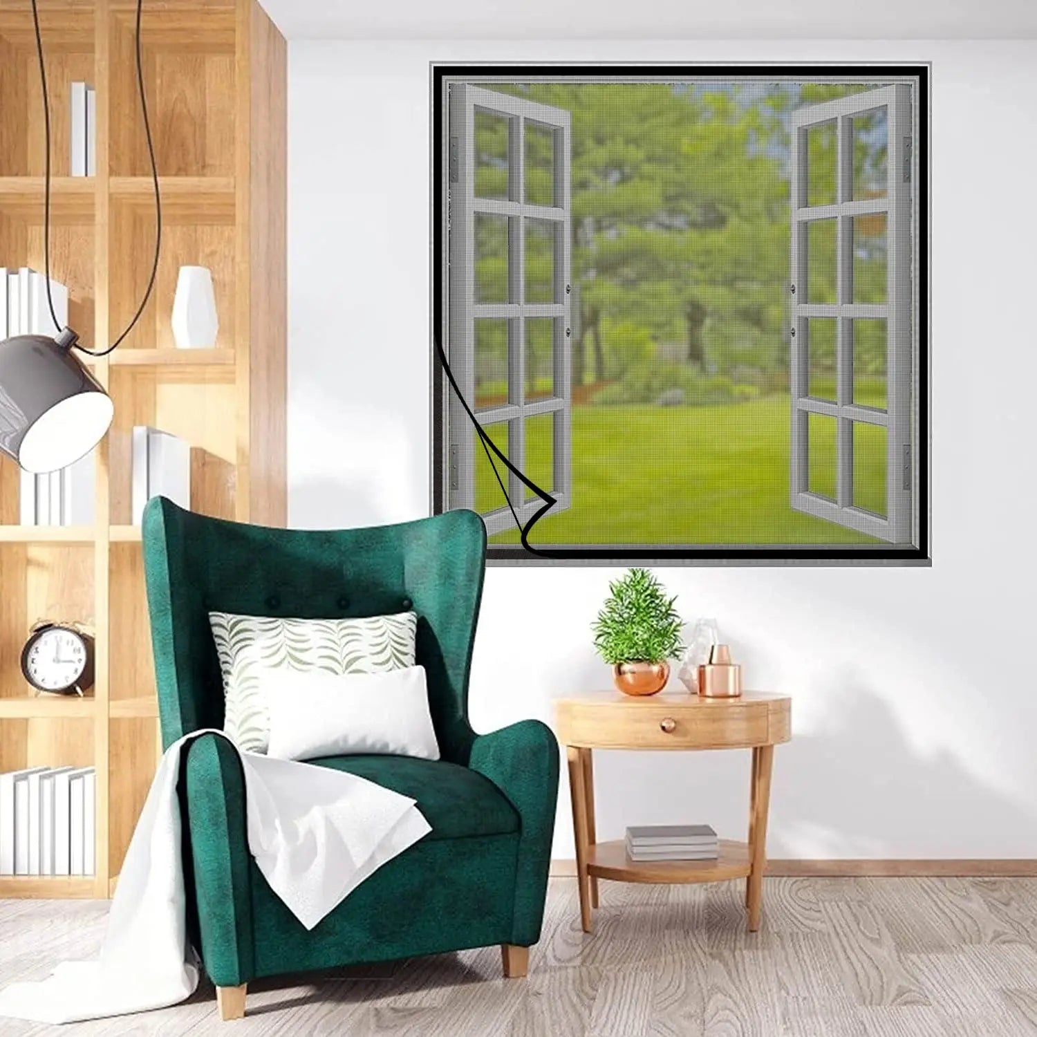 Polyester Stitched Window Mosquito Net Curtain, Pre-Stitched to Net - Black LifeKrafts