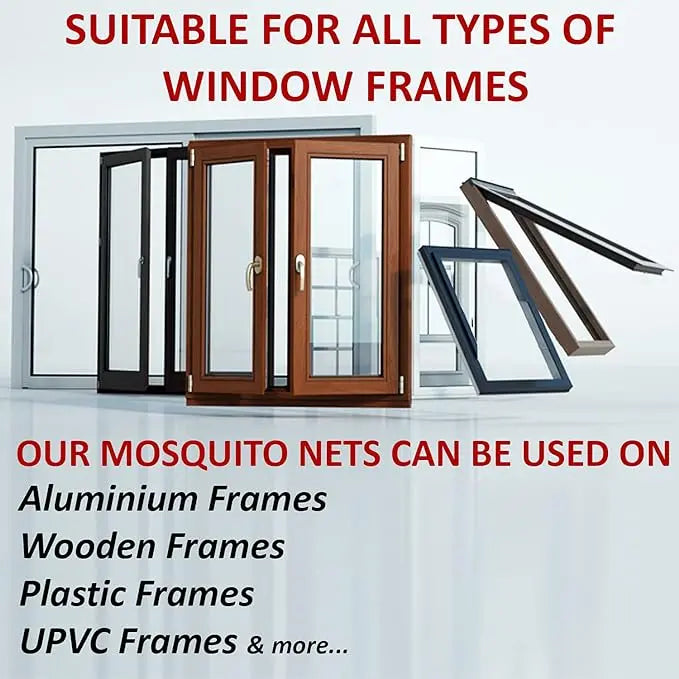Premium Edition Window Mosquito Net Curtain with Zipper, Fiberglass Net-WHITE LifeKrafts