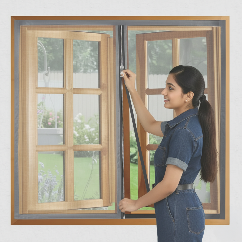 Zipper Window Mosquito Net (Fiberglass) | - CHARCOAL GREY LifeKrafts