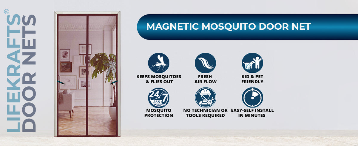 Standard Magnetic Mosquito Net For Door | Polyester | Brown