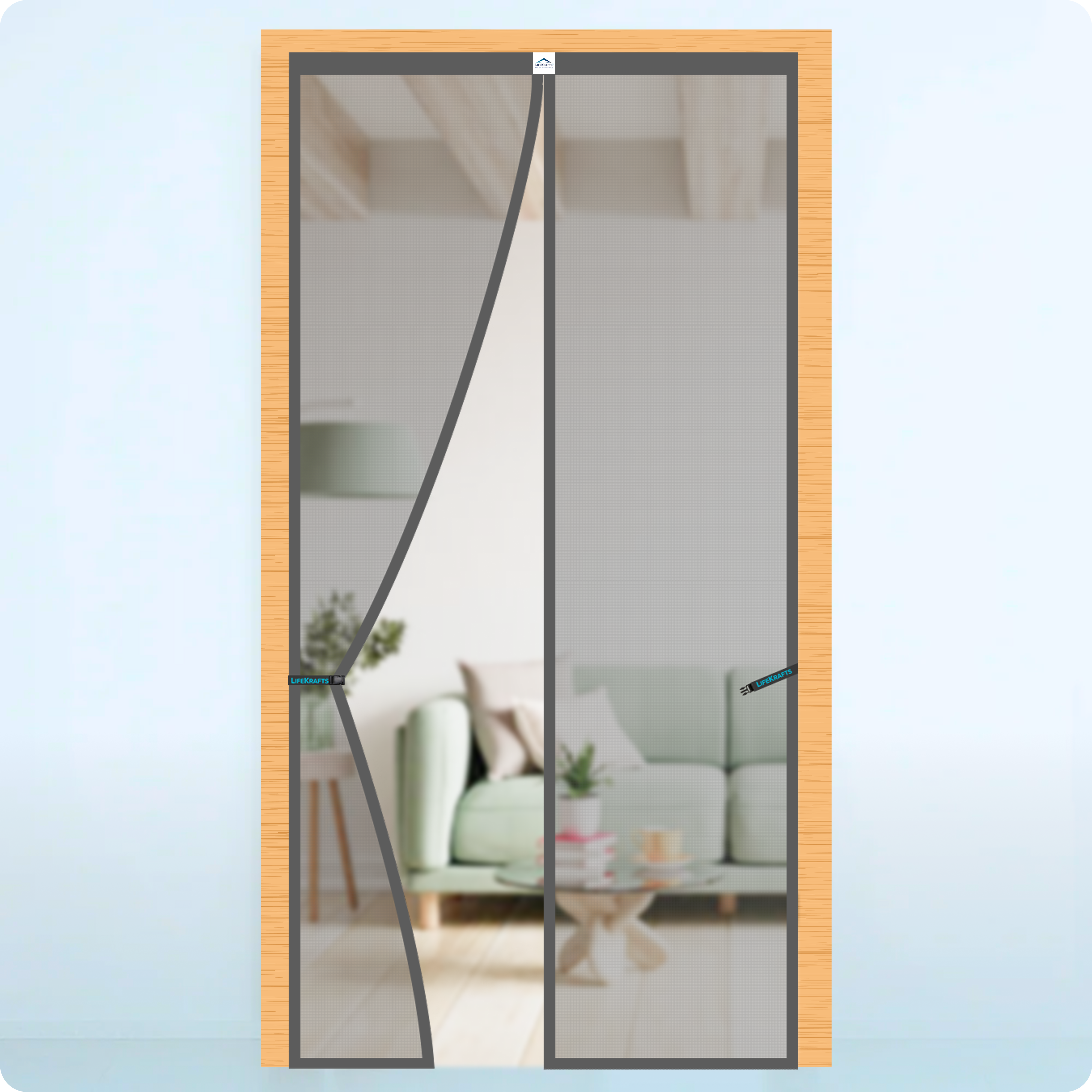 Polyester Magnetic Mosquito Net Curtain for Door - GREY