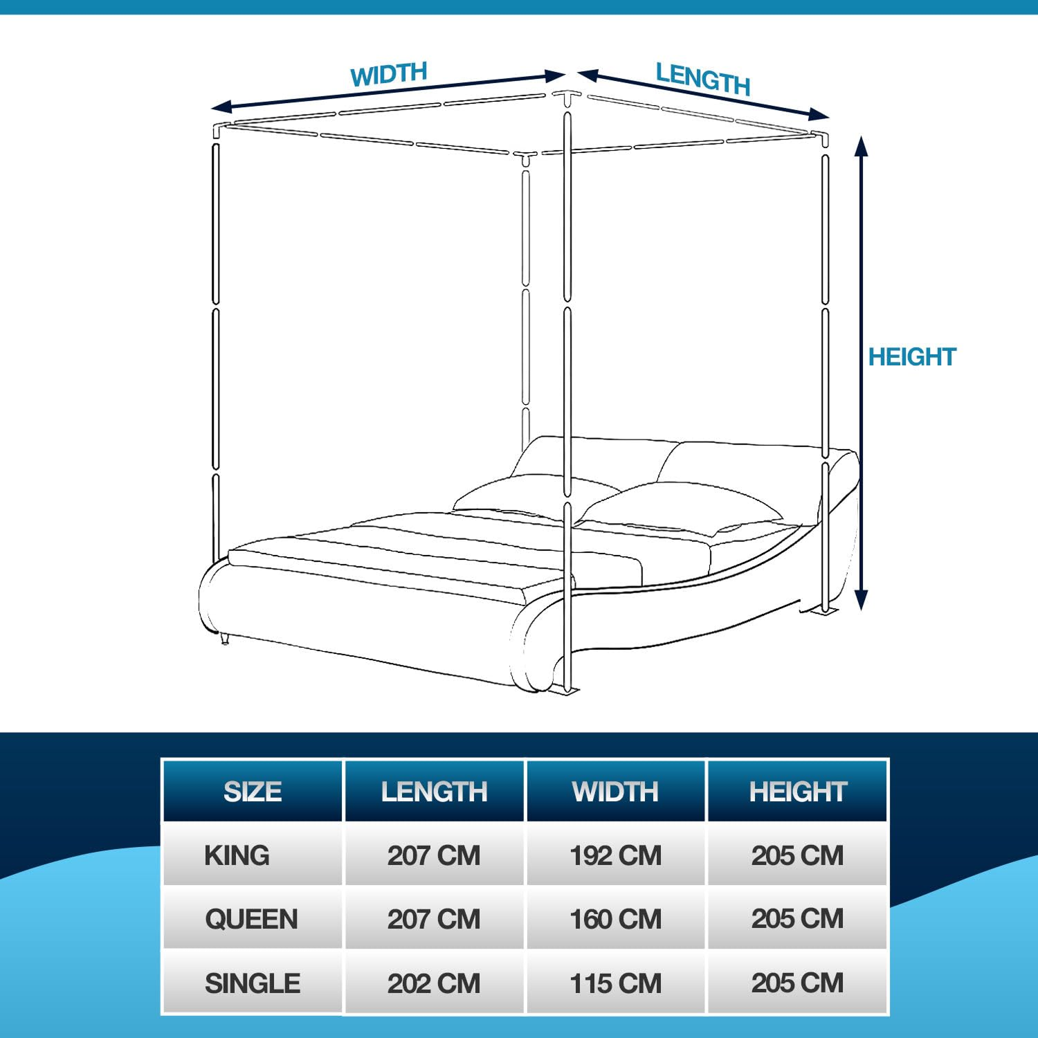 Polycotton Two-Way Zipper Bed Mosquito Net with Stand and Attachable Frame