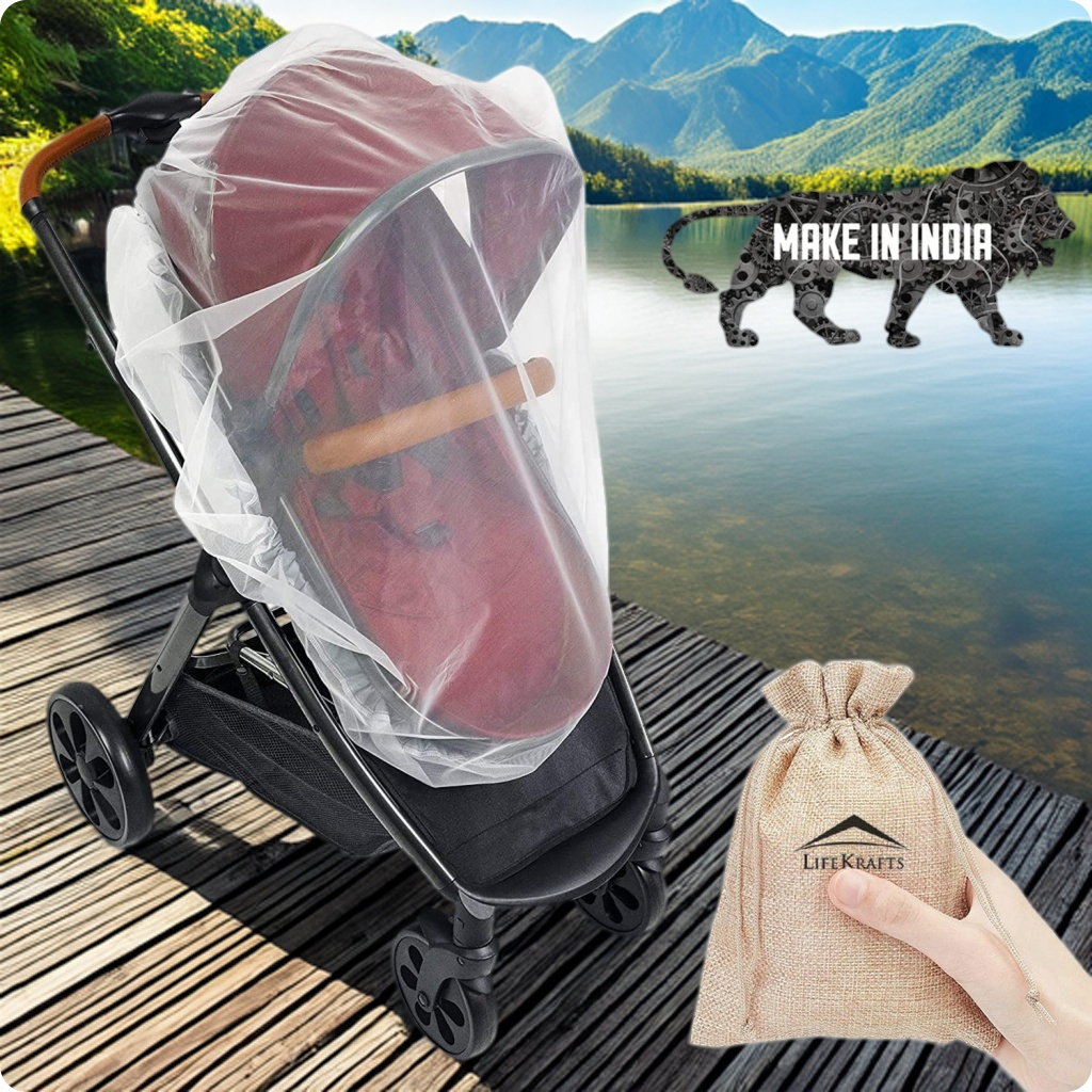 Mosquito Net for Baby Carriers, Stroller, Car Seats, Cradles. 29x21 Inch White Color.