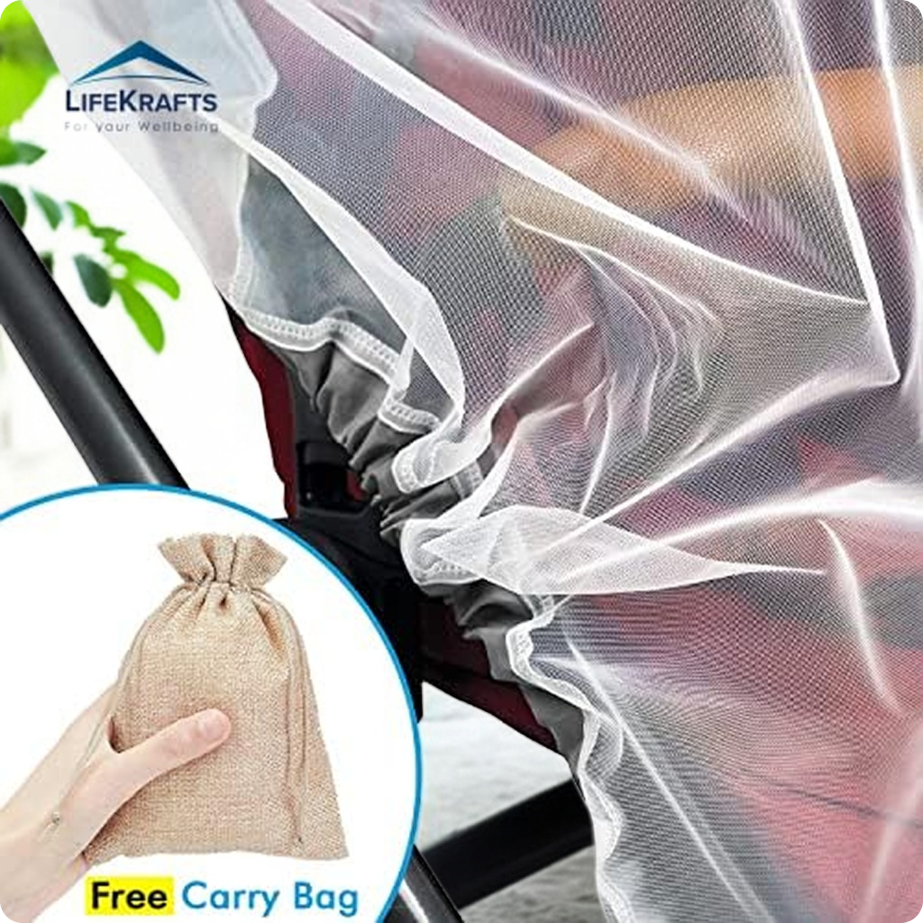 Mosquito Net for Baby Carriers, Stroller, Car Seats, Cradles. 29x21 Inch White Color.
