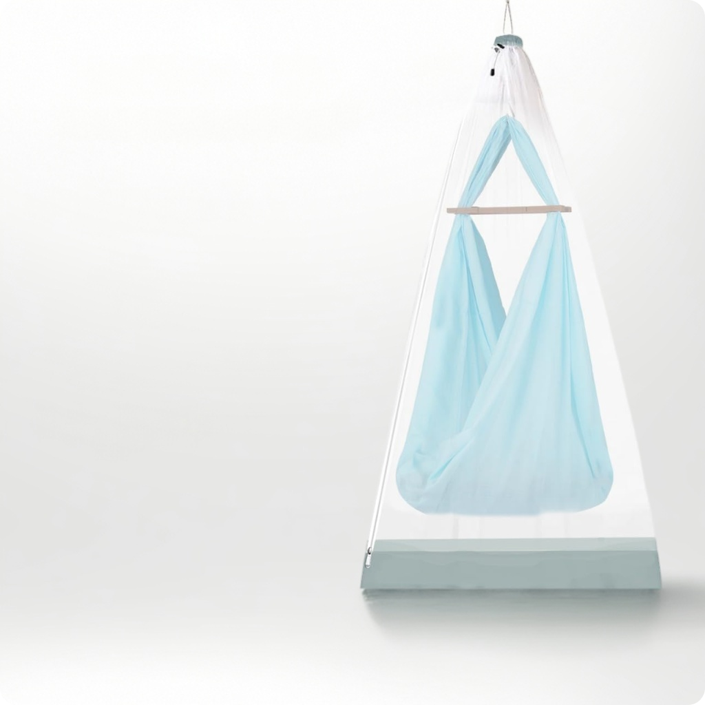 Mosquito Baby Net - Foldable Swing/Jhula Net - 160cm H x 100cm W - WHITE WITH GREEN BORDER LifeKrafts