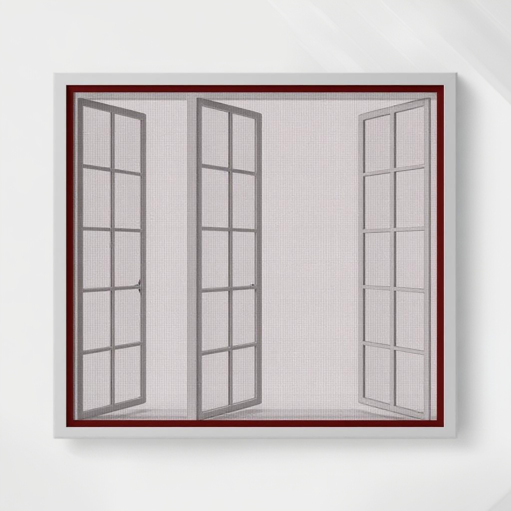 Fiberglass Stitched Window Mosquito Net Curtain - Brown Color