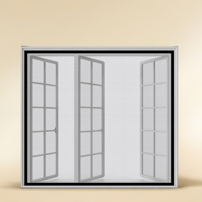 Fiberglass Stitched Window Mosquito Net Curtain, Pre-Stitched Net - Black