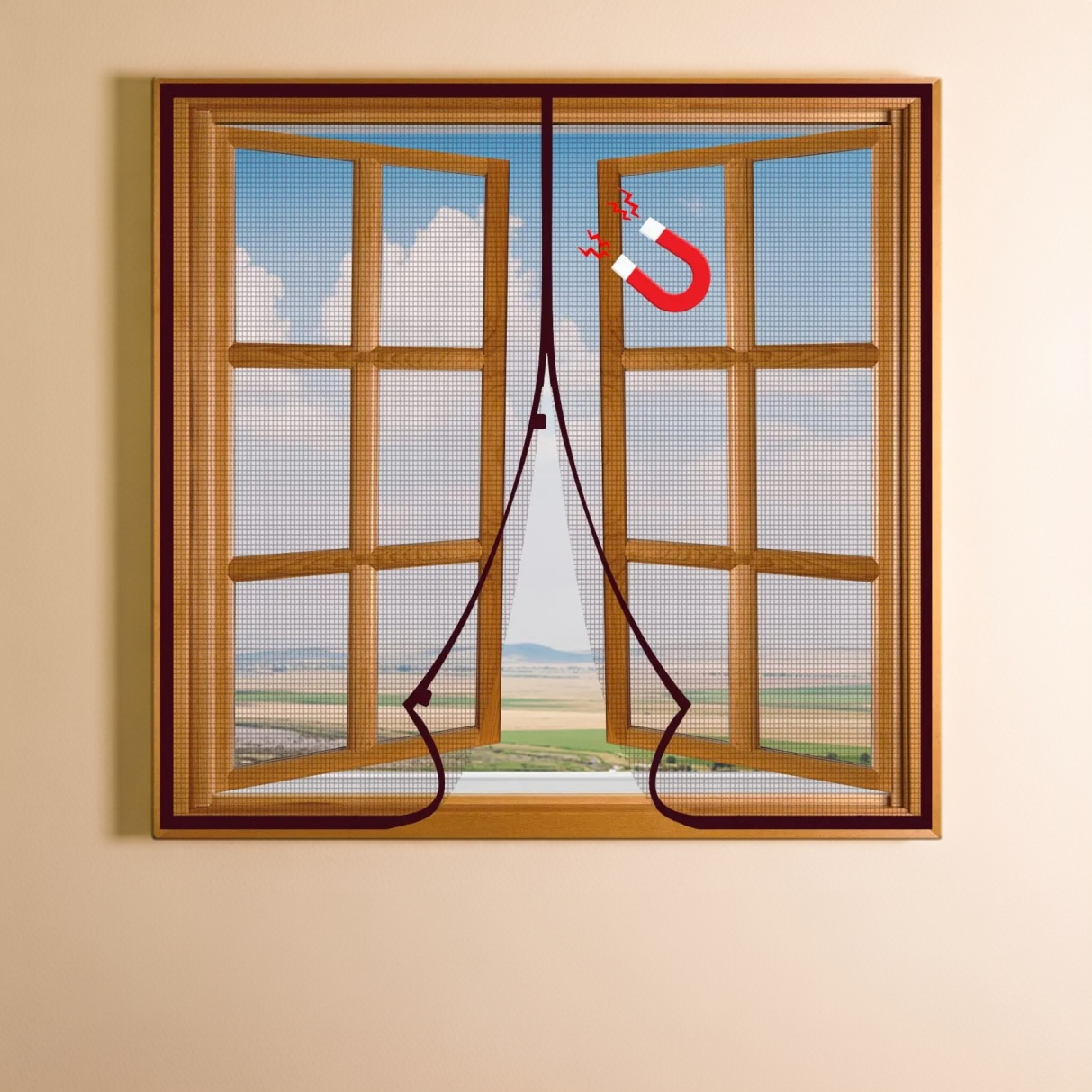 Magnetic Window Mosquito Net Curtain (Ultra Premium Edition) - Brown