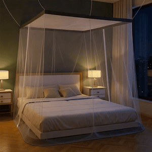 Mosquito Bed Net | Queen Size | Foldable Polyester Net (5ft x 6.5ft, White) | Double Zipper Entry
