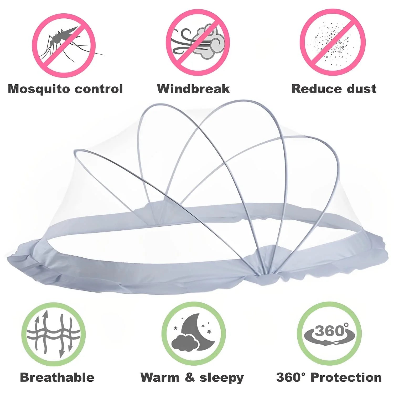 Baby Crib Mosquito Net Grey 135x65x65 cm LifeKrafts
