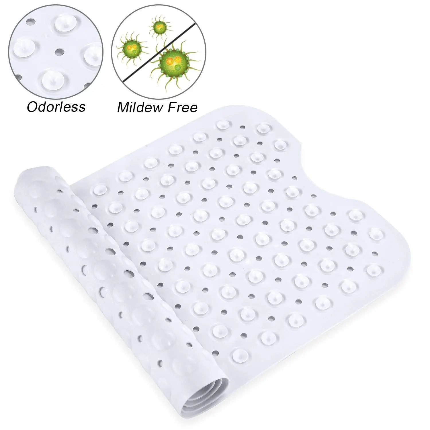 Anti Slip Bath Mat with suction cup white color (100 x 40 cm) Soft-Pebble Anti Skid solution LifeKrafts