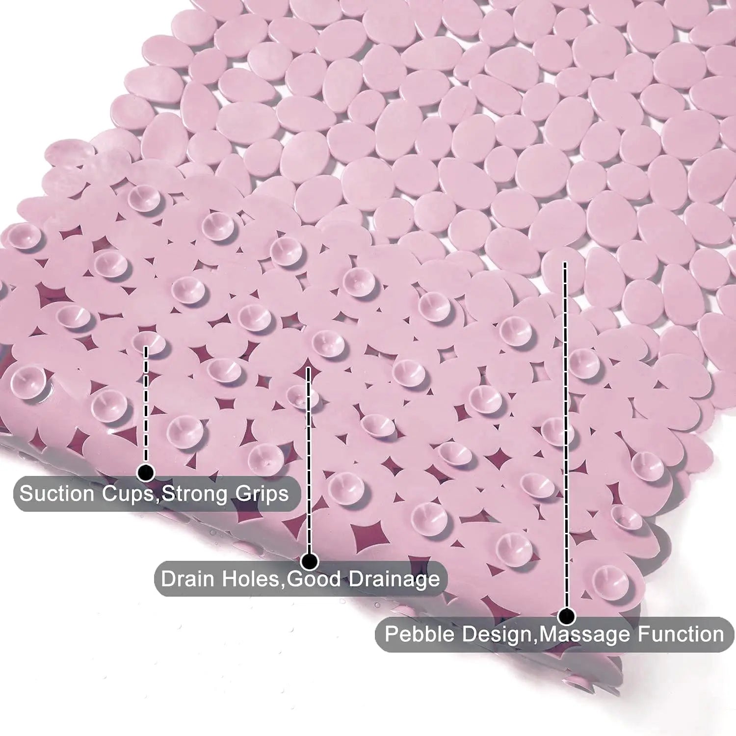 Anti-Slip Mat (Stone Pebble) for Bathroom Floor 88 x 40 cm (Pink) Pack of 1 LifeKrafts